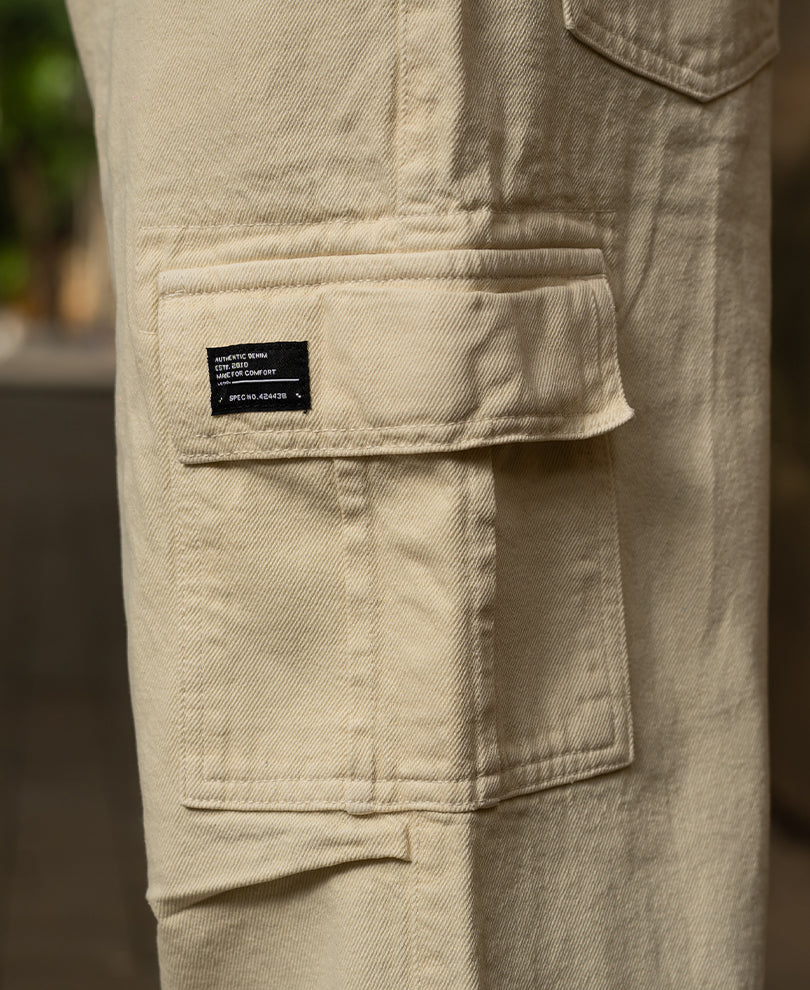 Off White Denim Cargo Jeans