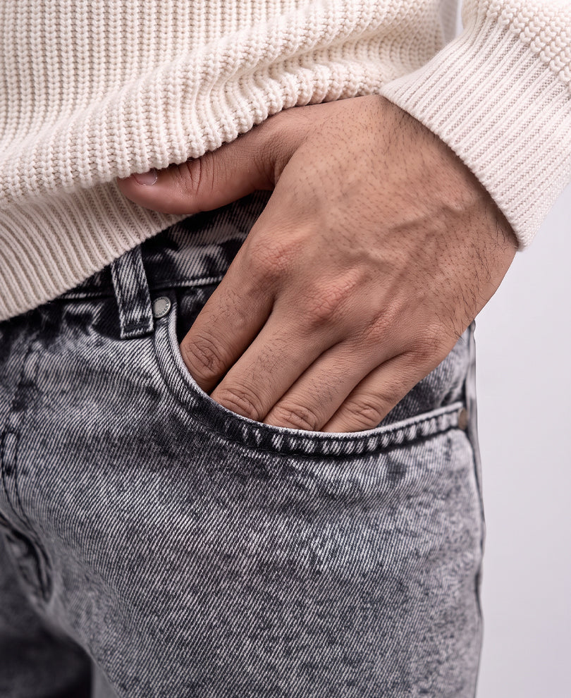 Dark Grey Straight Fit Denim Jeans