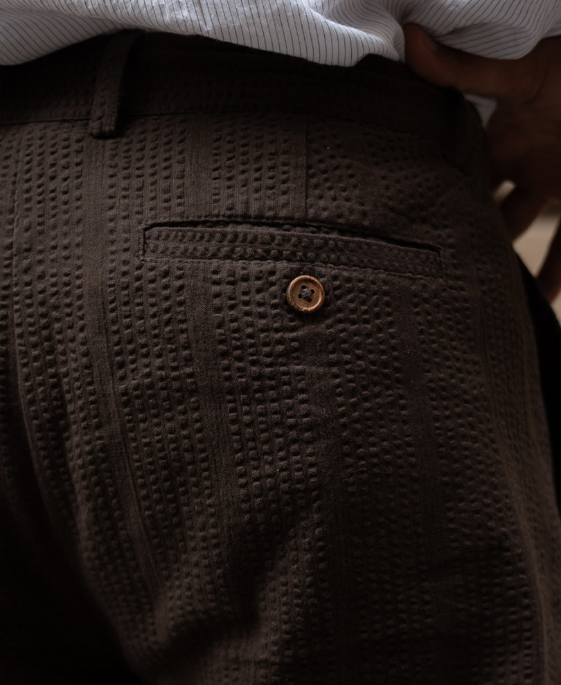 Brown Seersucker Cotton Pant