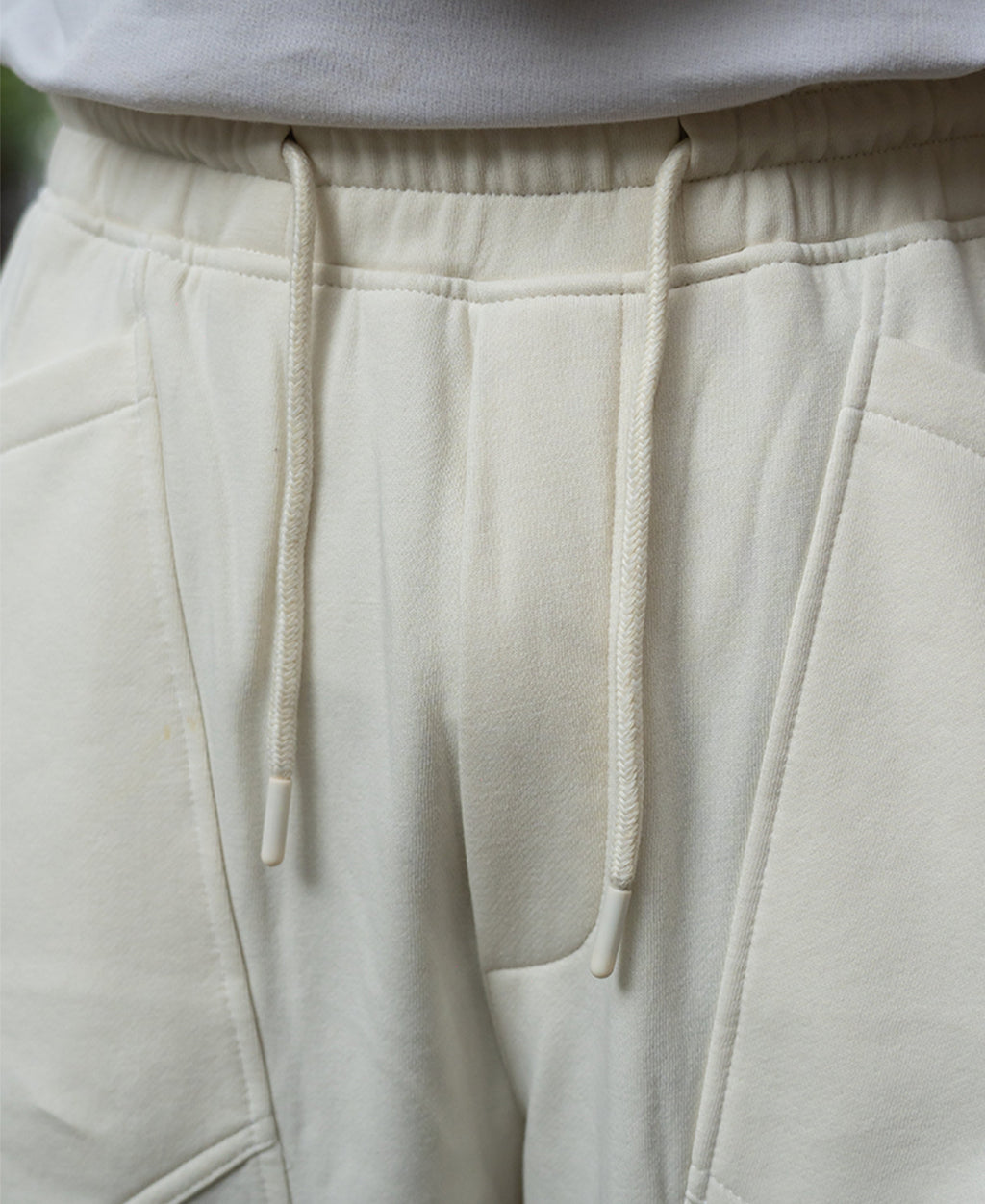 Cream Panelled Barrel Fit Trackpants