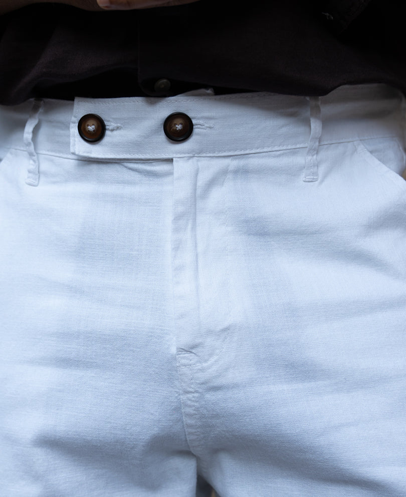 White Regular Fit Cotton Pants