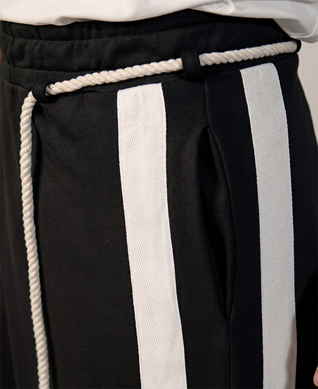 Black Panelled Barrel Fit Trackpant