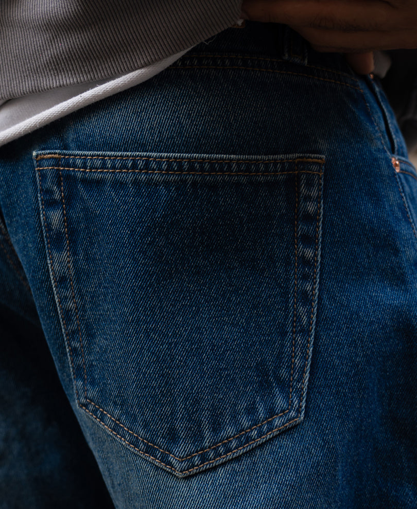 Dark Blue Washed Baggy Fit Jeans