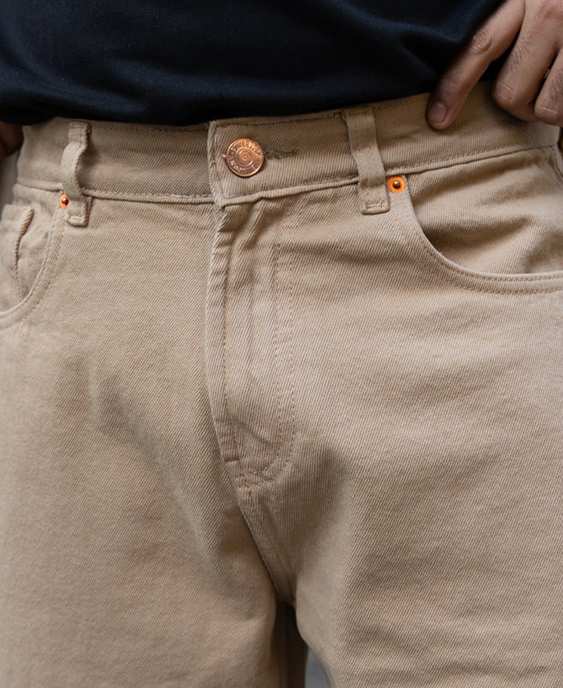 Beige Baggy Fit Jeans