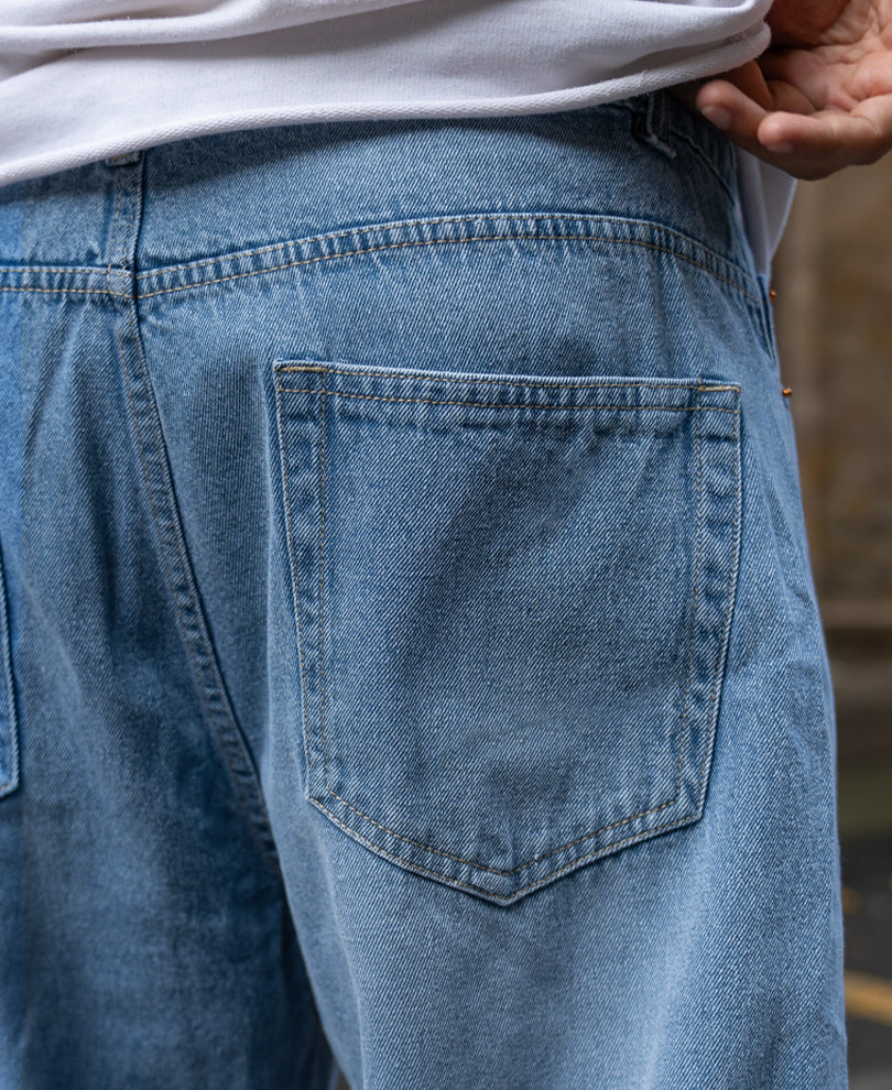Mid Blue Washed Baggy Jeans