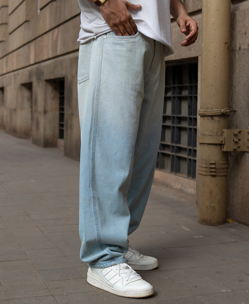 Ombre Blue Barrel Fit Jeans