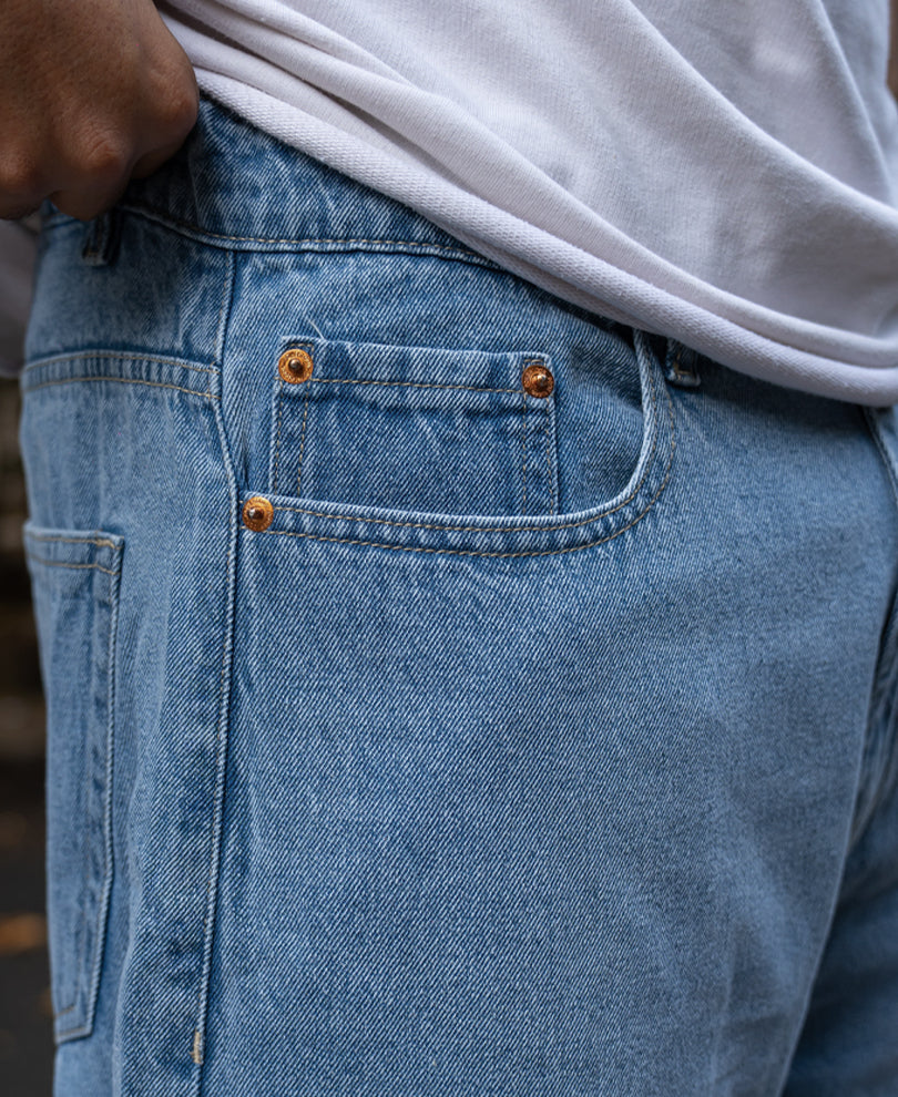 Mid Blue Washed Baggy Jeans