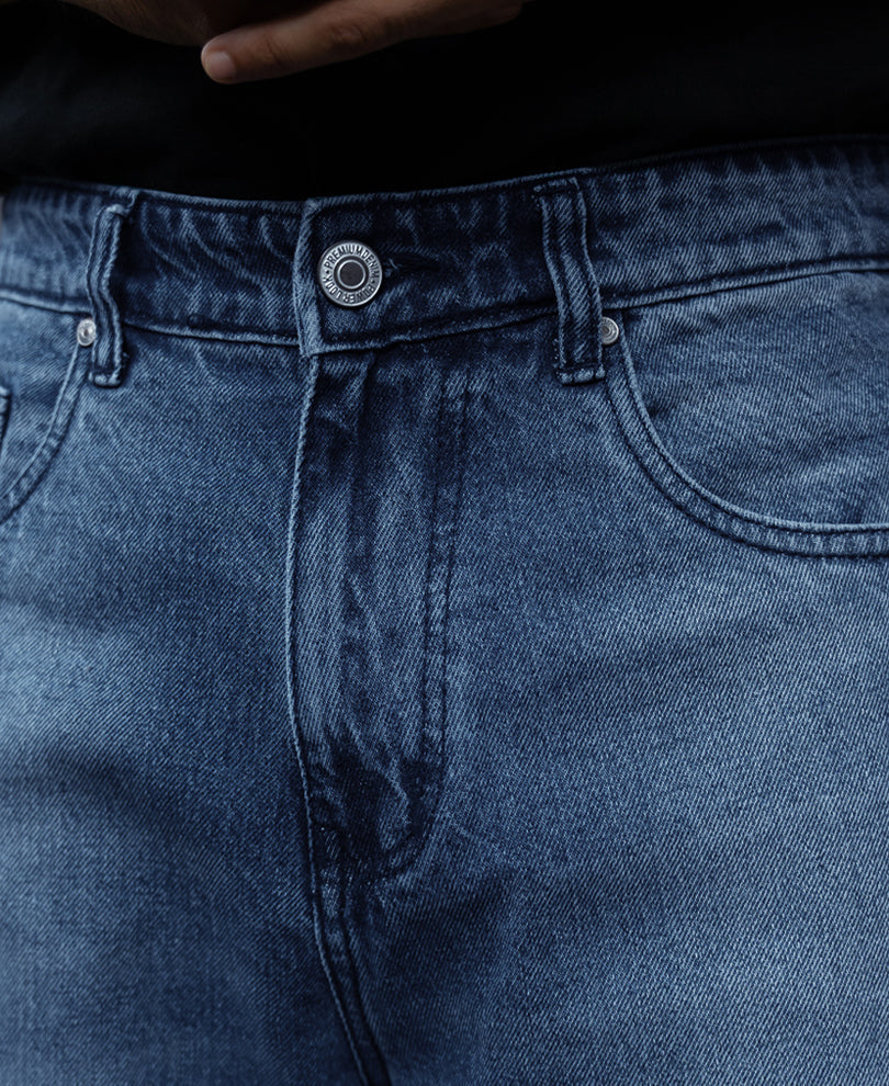 Mid Blue Washed Panel Jeans