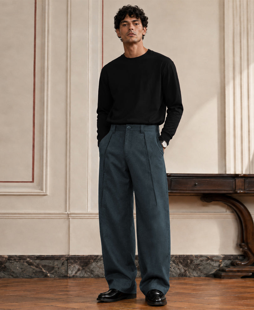 Dark Grey Pleated Trousers