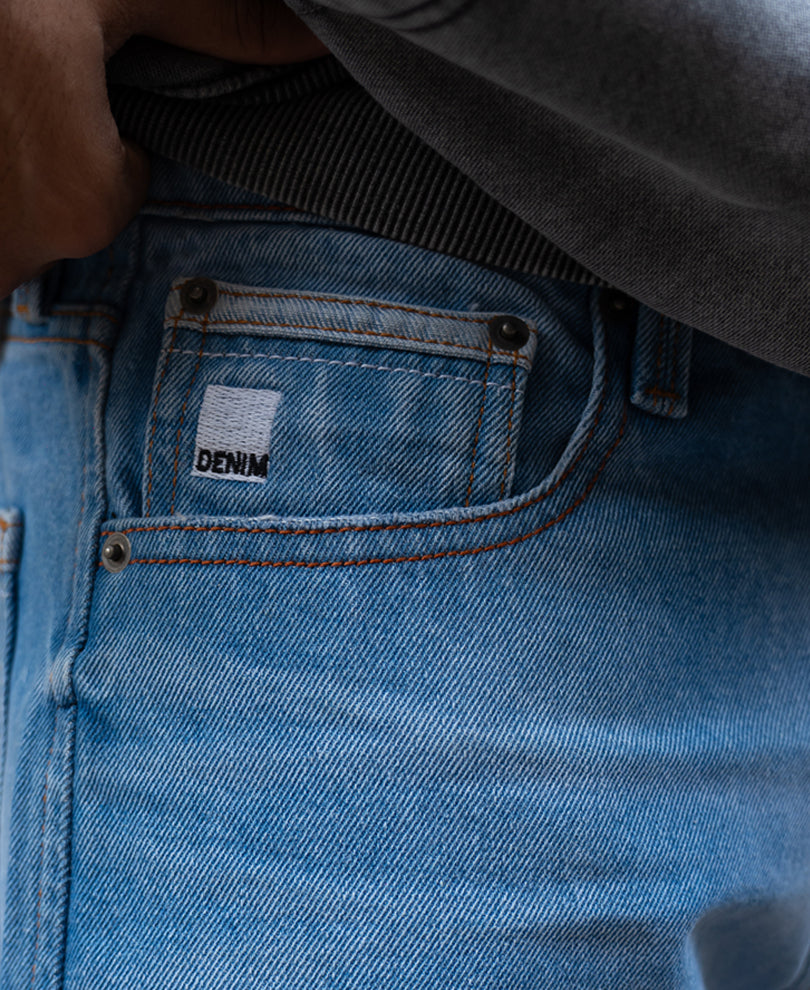 Mid Blue Washed Baggy Fit Jeans