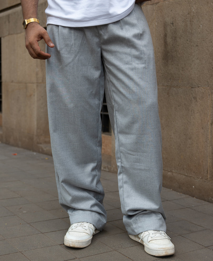 Grey Pleated Gurkha Pants