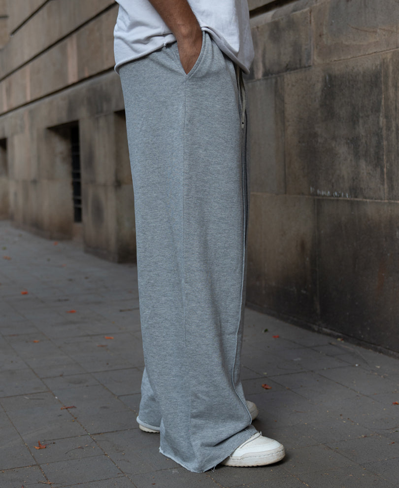 Grey Melange Baggy Trackpants