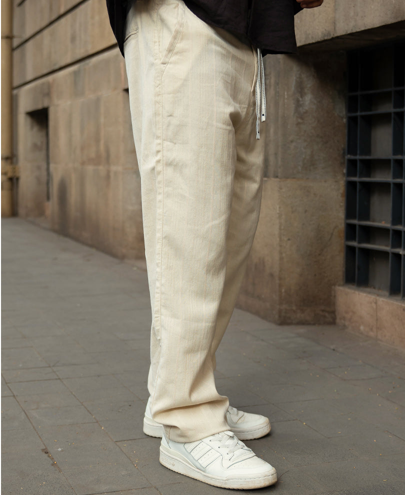 Natural Cotton Structure Trousers