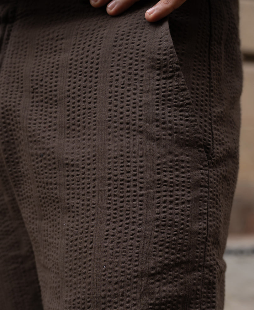 Brown Seersucker Cotton Pant