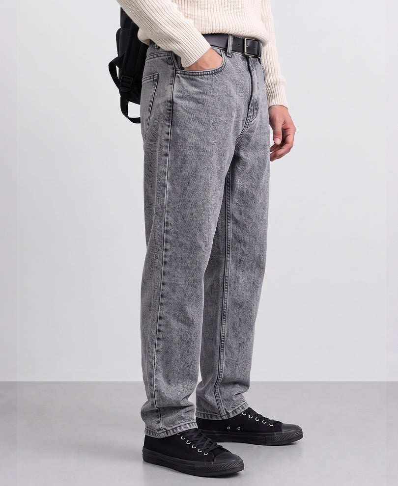 Dark Grey Straight Fit Denim Jeans
