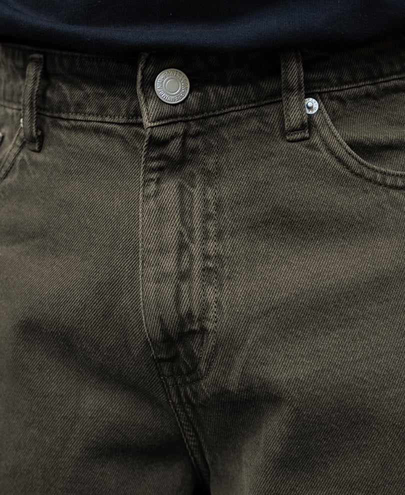 Dark Olive Washed Baggy Jeans