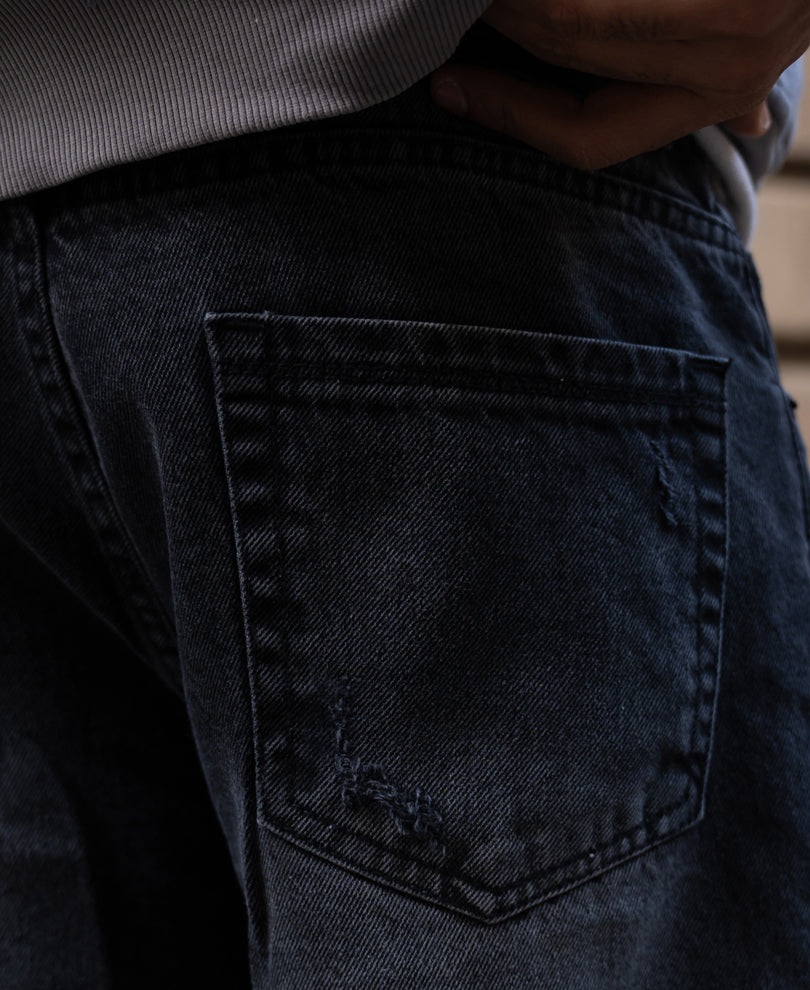 Charcoal Distressed Baggy Jeans