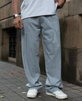 Grey Melange Pleated Trousers