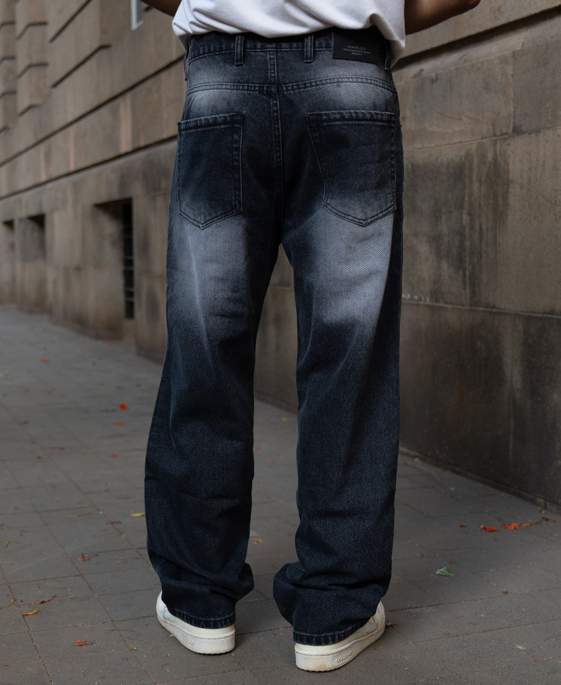 Dark Grey Washed Baggy Jeans