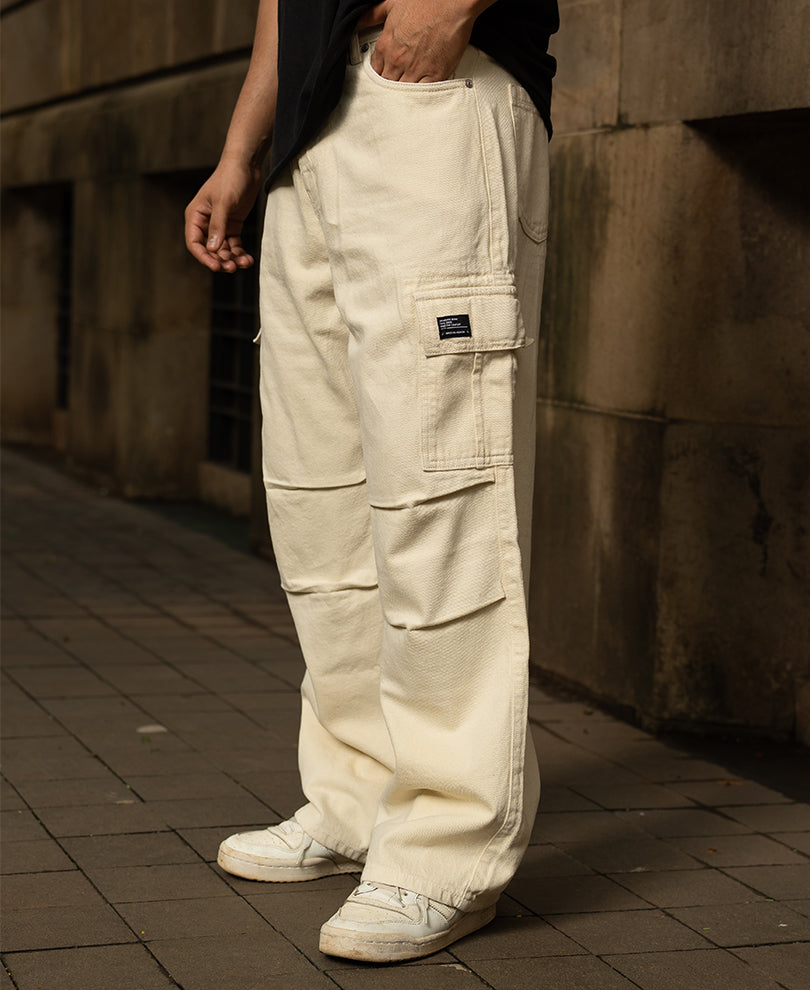 Off White Denim Cargo Jeans