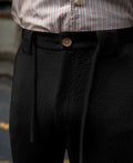 Black Structured Knitted Regular Fit Pant