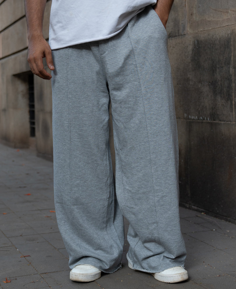 Grey Melange Baggy Trackpants