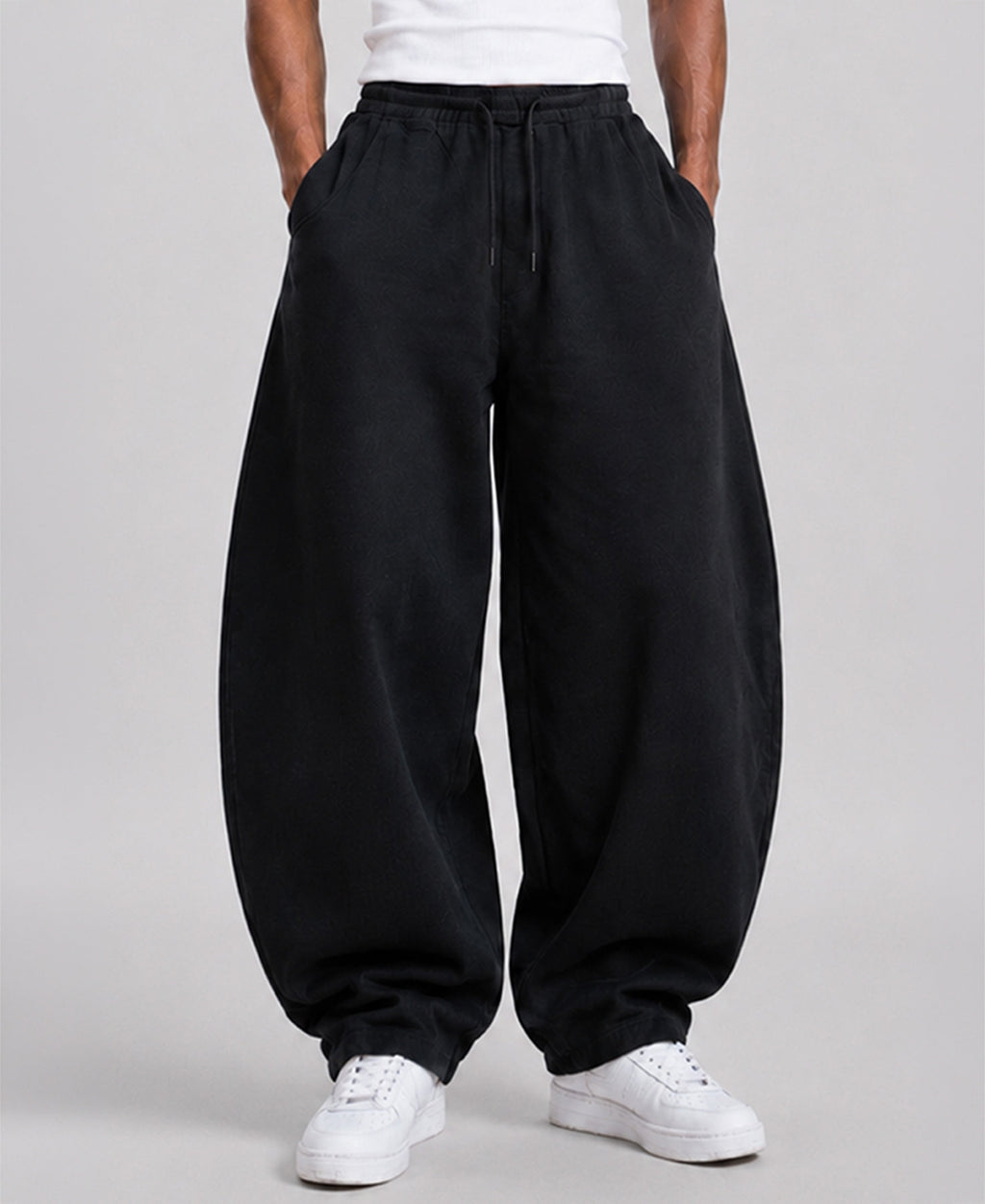 Black Barrel Fit Trackpants