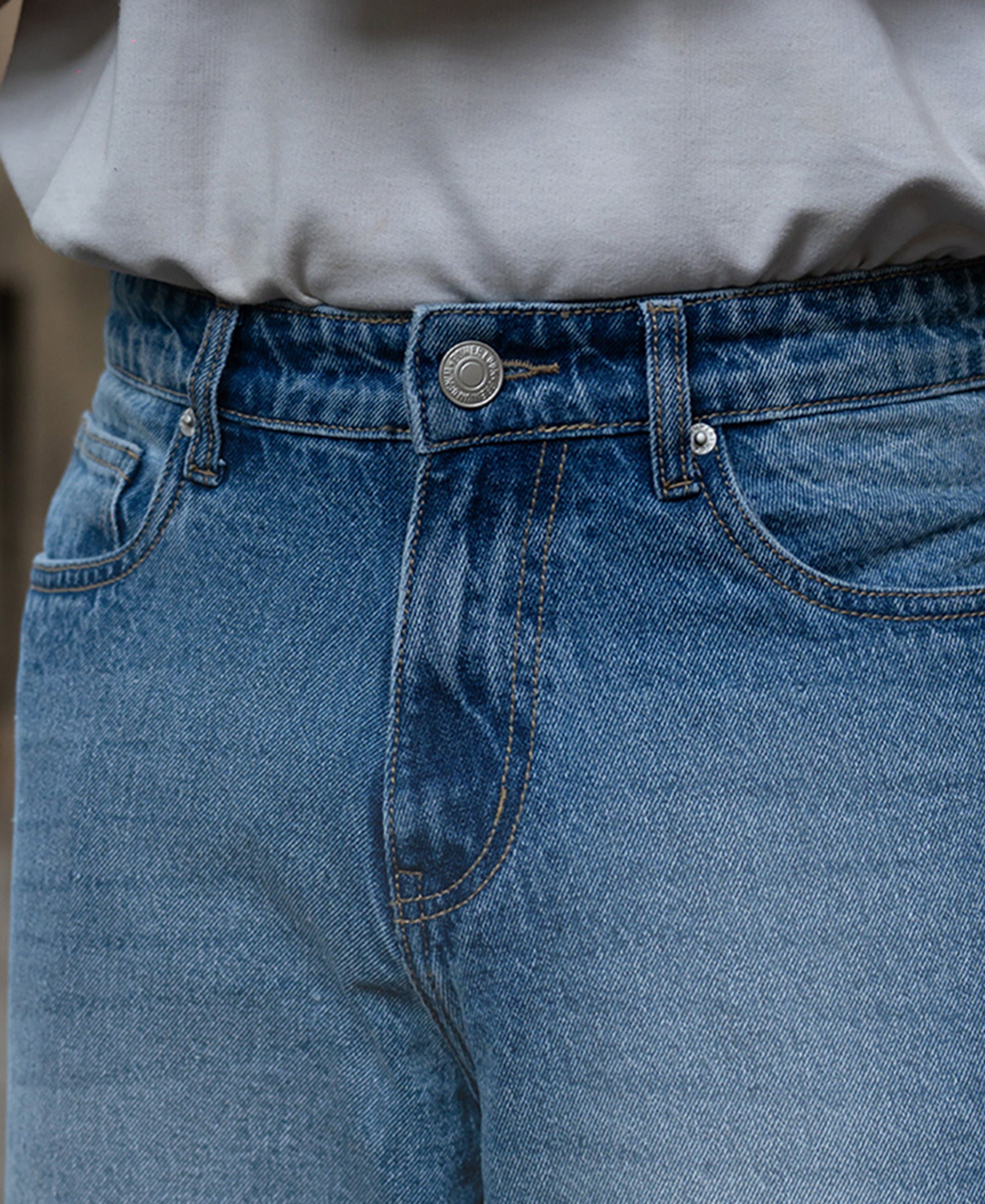 Blue Sigil Print Baggy Jeans