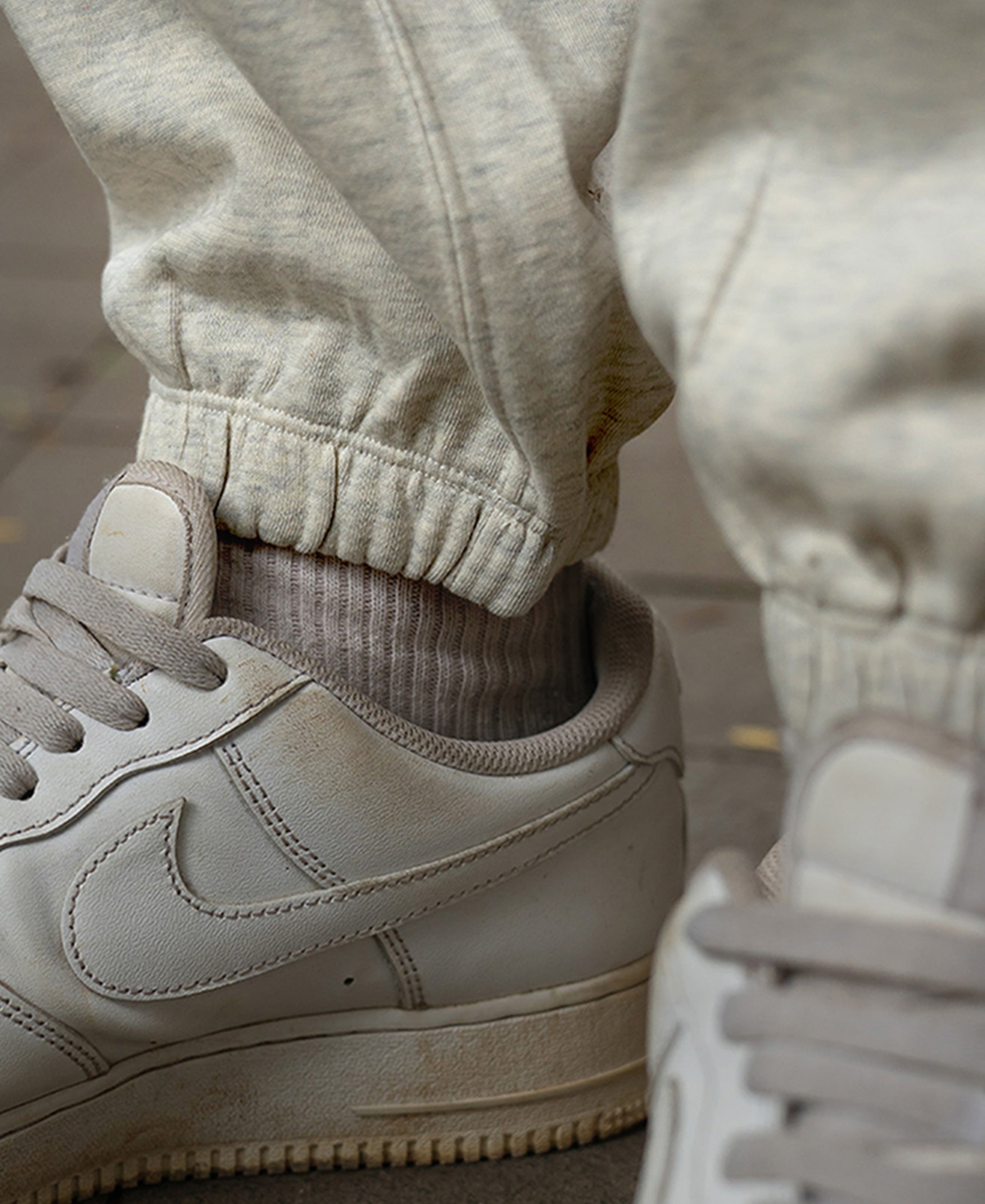 Light Beige Melange Knit Joggers