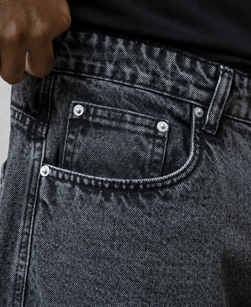 Charcoal Panelled Barrel Fit Jeans