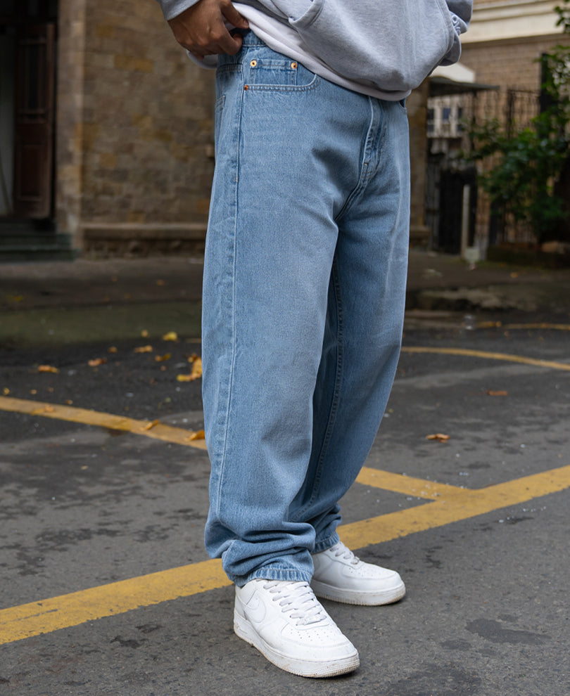 Mid Blue Washed Baggy Jeans
