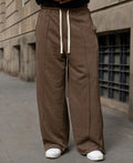 Brown Baggy Fit Pleated Trackpant