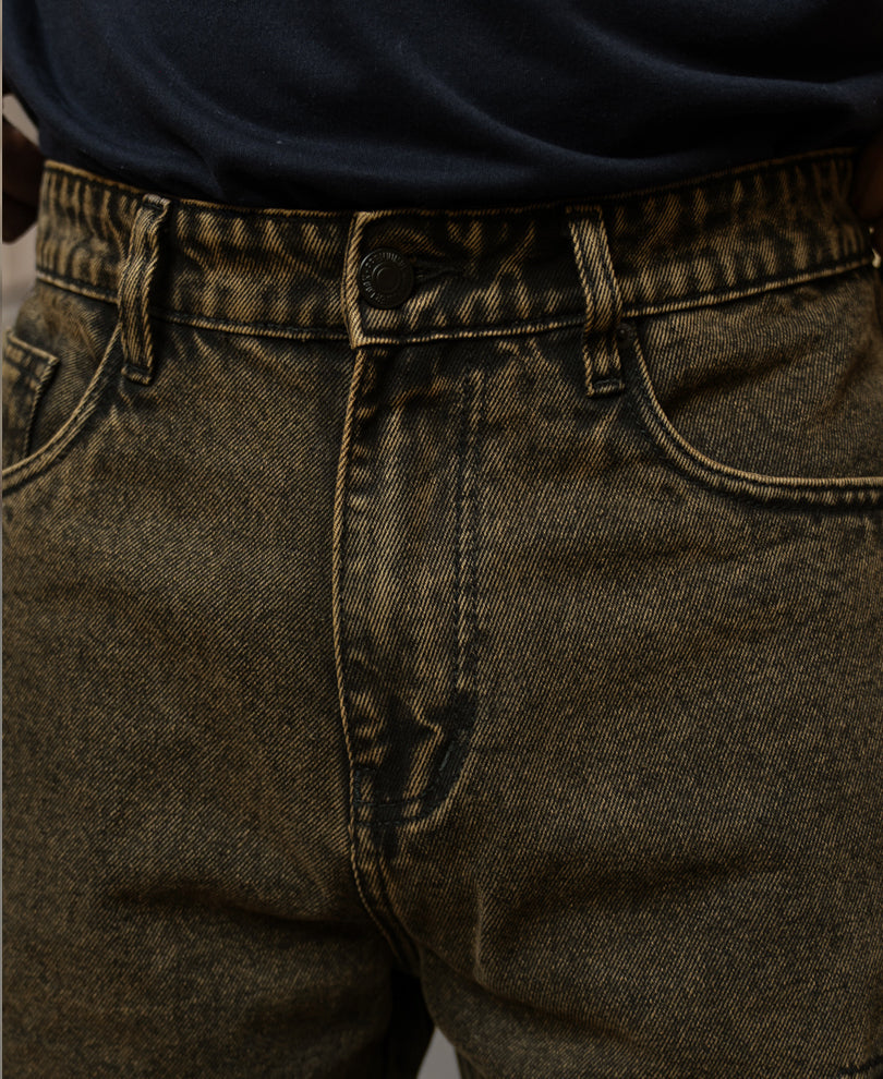 Tinted Brown Baggy Cargo Denim