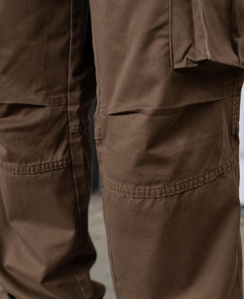 Brown Overdyed Cotton Cargo Pants