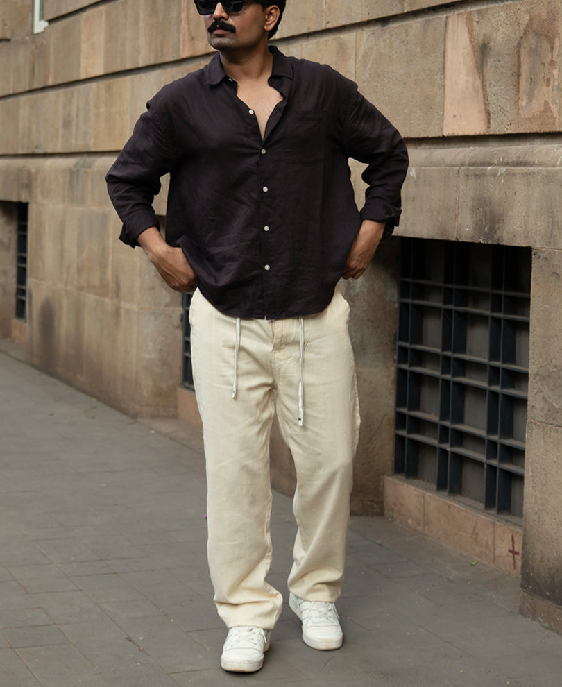 Natural Cotton Structure Trousers