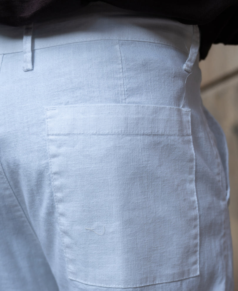 White Regular Fit Cotton Pants