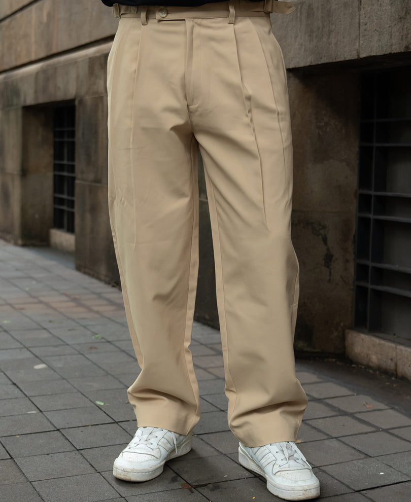 Cream Baggy Korean Pant