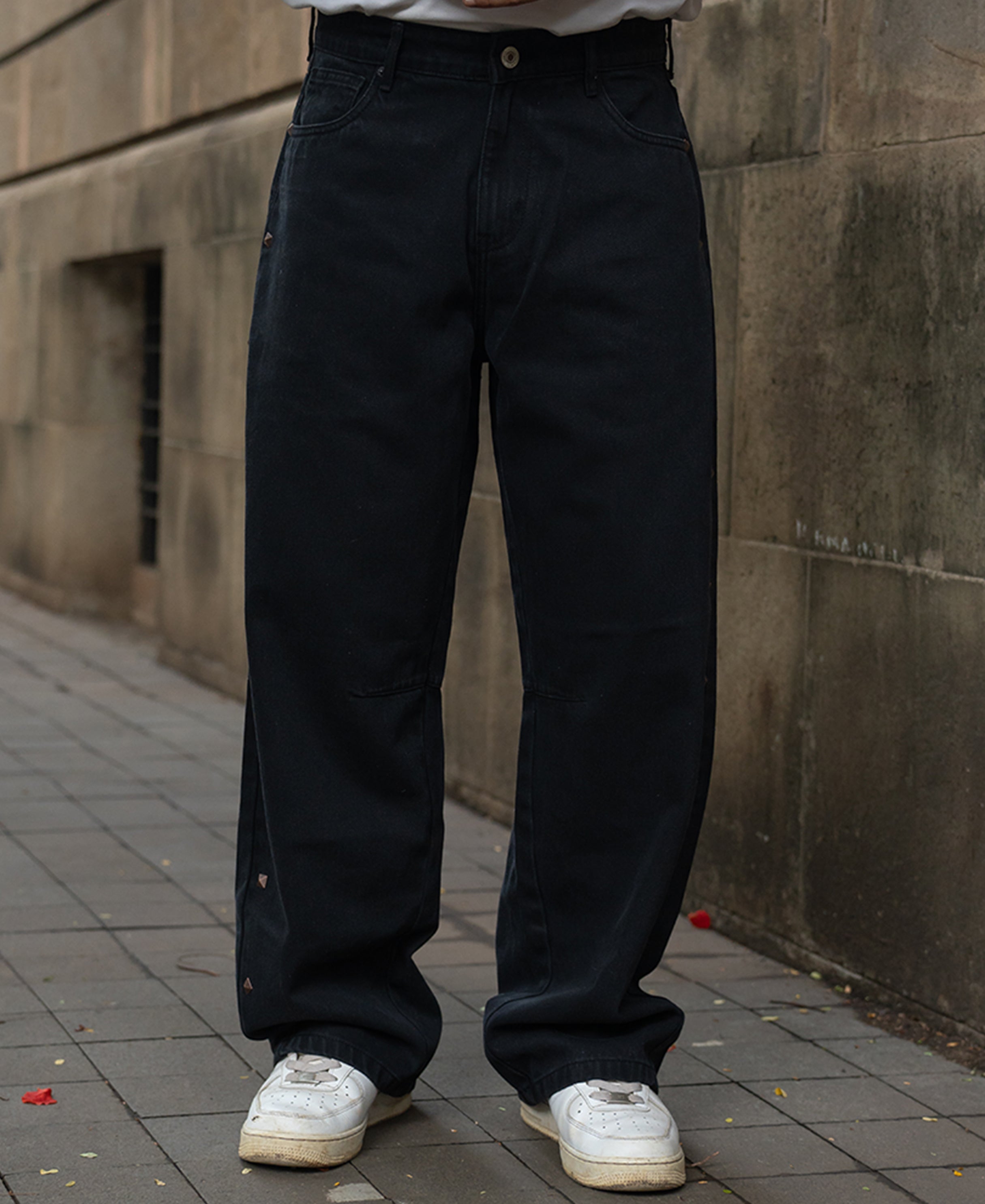 Black Studded Baggy Jeans