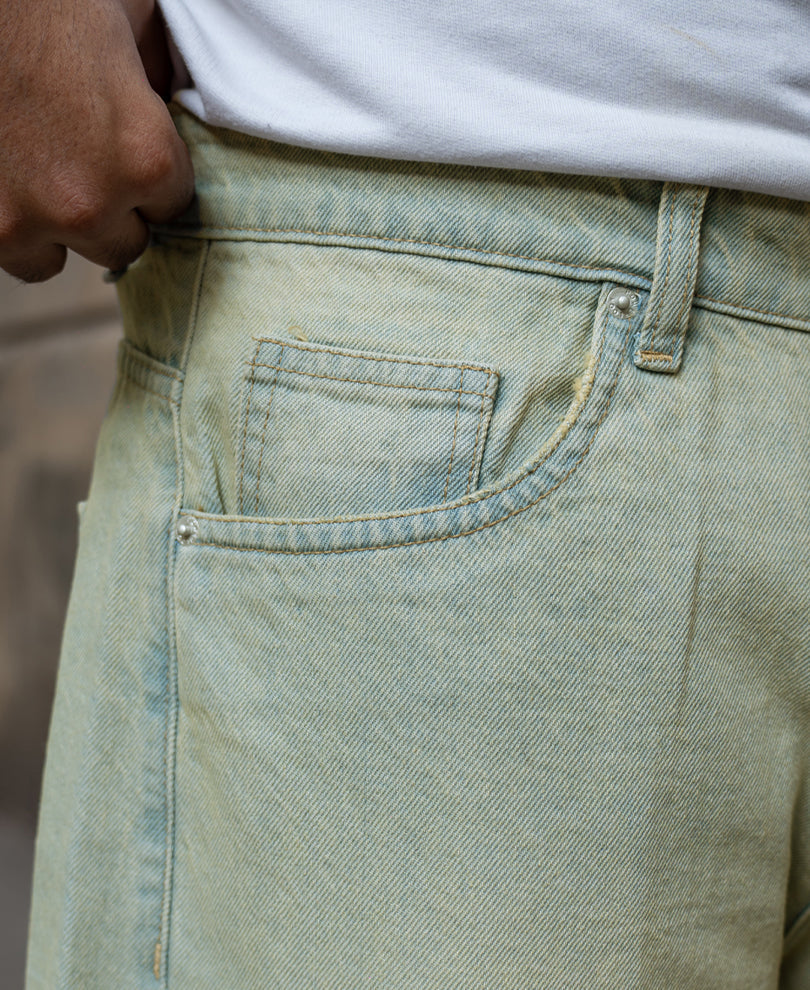 Tinted Blue Barrel Fit Jeans