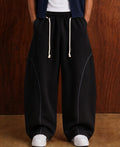 Black Paneled Baggy Trackpant