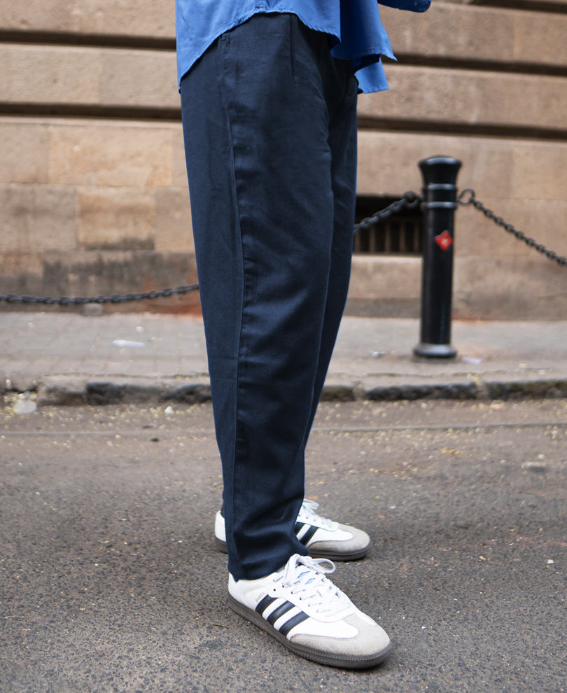 Navy Linen Pant