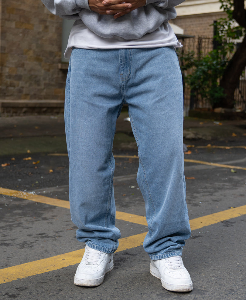Mid Blue Washed Baggy Jeans