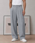 Grey Pleated Barrel Fit Trousers