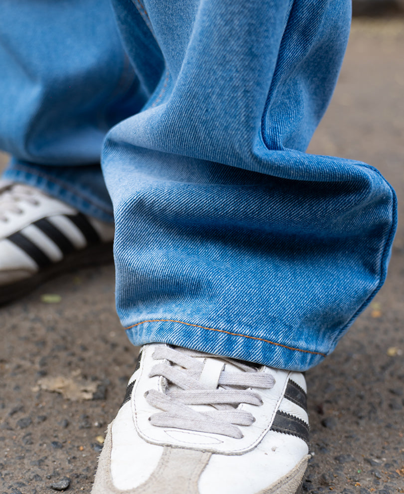 Mid Blue Washed Baggy Fit Jeans