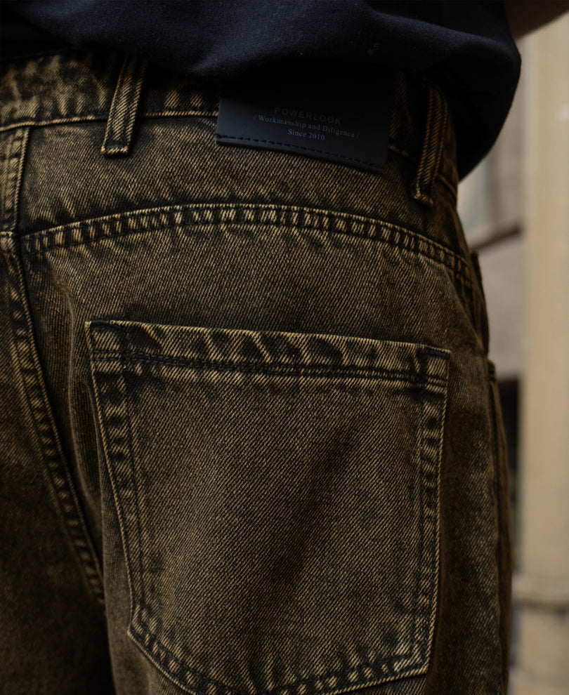 Tinted Brown Baggy Cargo Denim