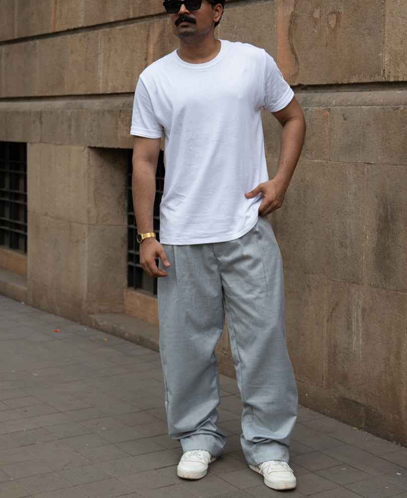 Grey Pleated Gurkha Pants