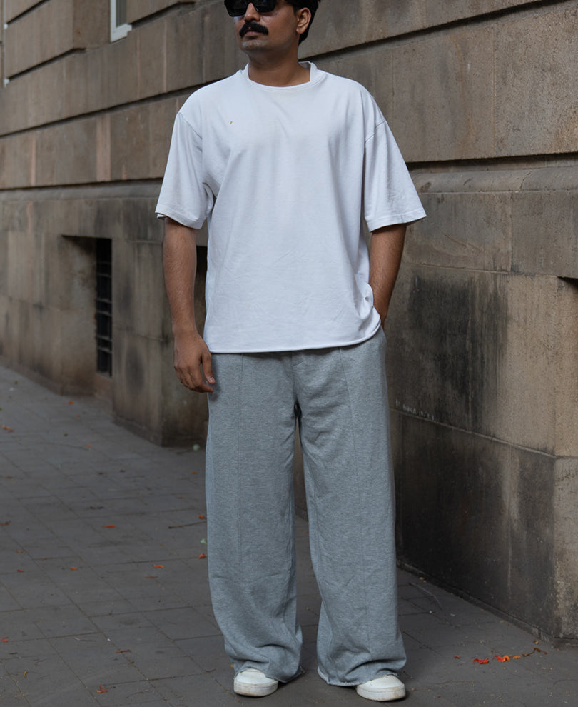 Grey Melange Baggy Trackpants