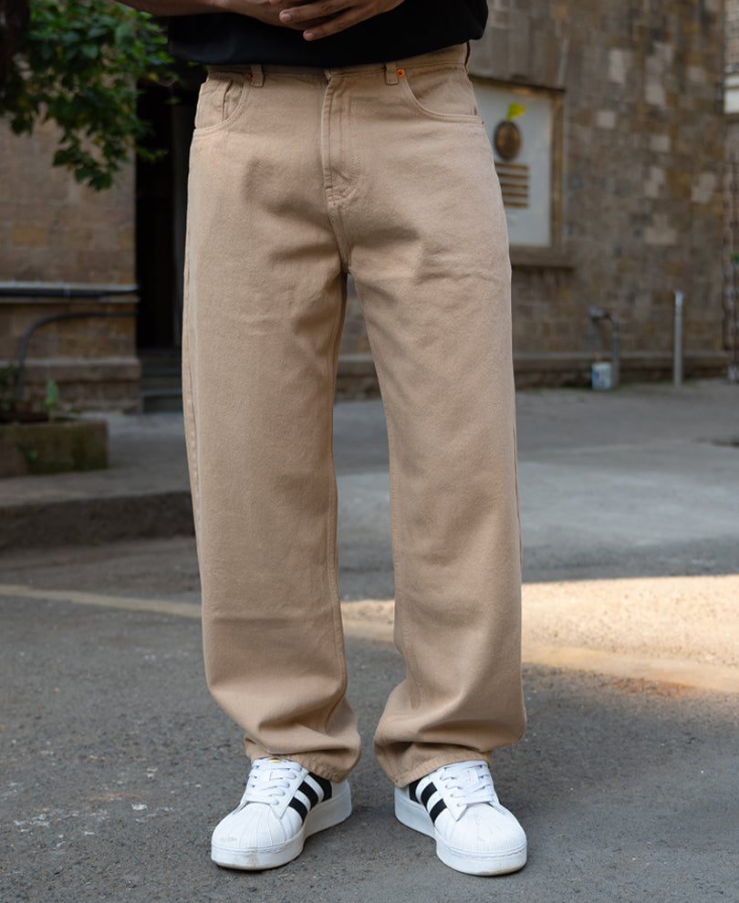 Beige Baggy Fit Jeans