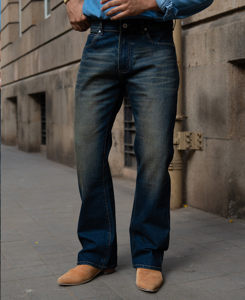 Dark Blue Tinted Bootcut Jeans