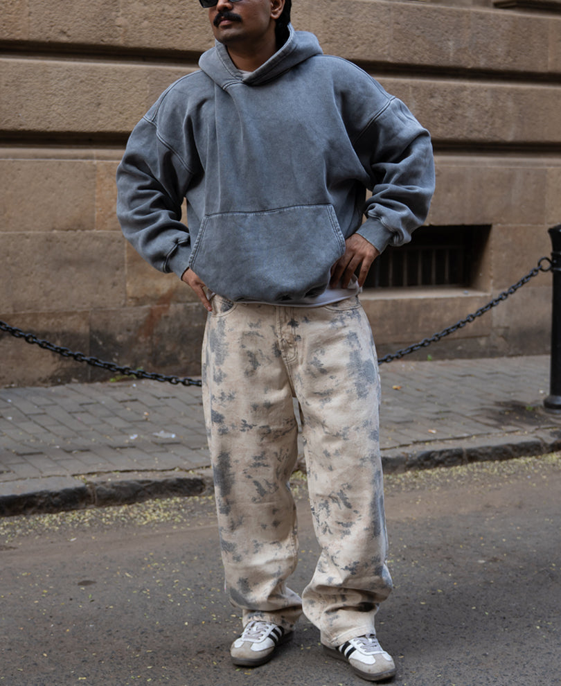 Abstract Print Baggy Jeans
